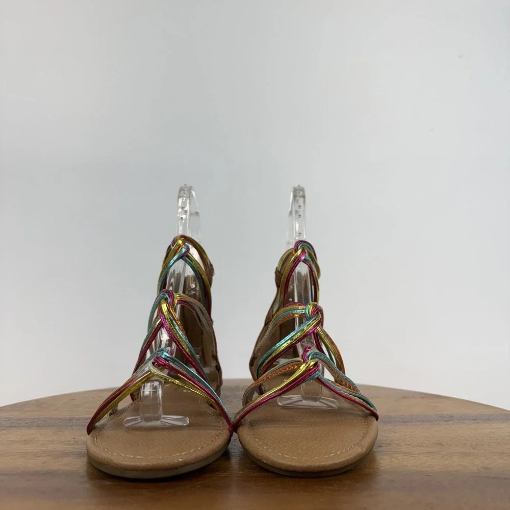 New NWOB Big Kids Girls Nina Marietta Rainbow Metallic Gladiator Sandals Size 6‎